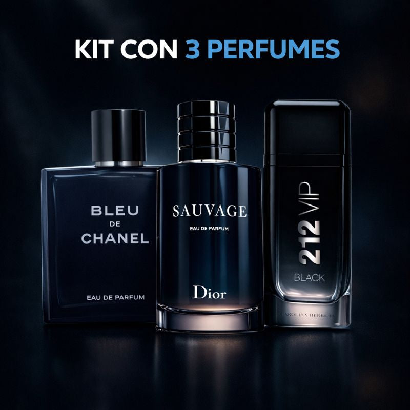 LIQUIDACIÓN DE STOCK - 3 Perfumes Masculinos Importados (100ml) - Sauvage Dior | Bleu de Chanel | 212 VIP Black