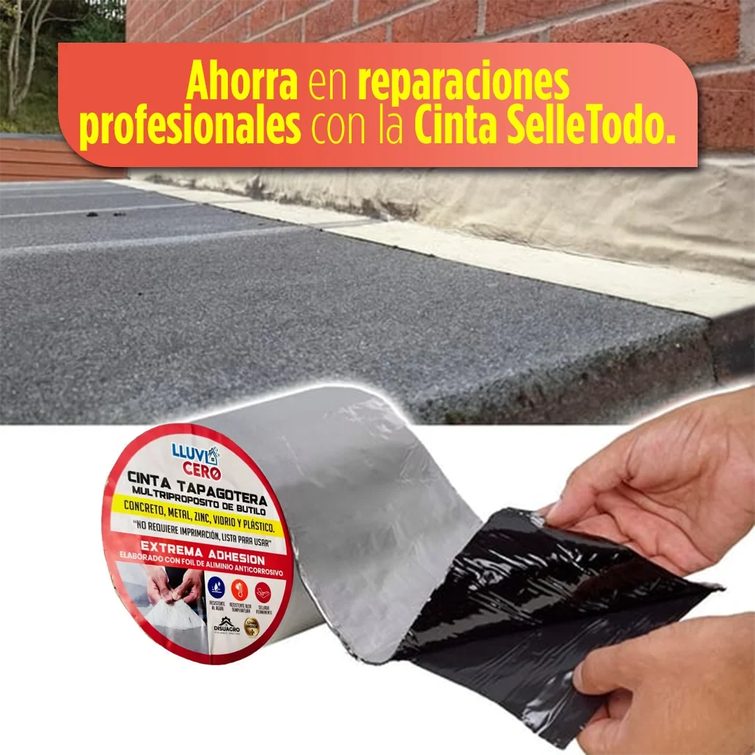 Cinta SelleTodo 10 cm x 5 M – Resuelve Filtraciones en Segundos | Sellado Duradero para Cualquier Superficie
