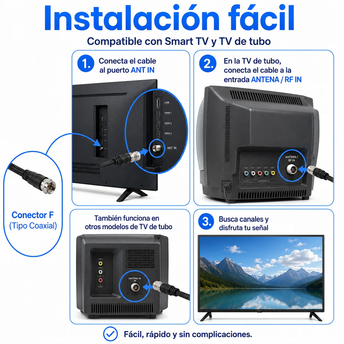 Antena Digital Vitara Ultra HD Omnidireccional 360° Alcance 120 km  [+40 Canales Nacionales en HD Gratis, Sin Internet ni Mensualidad]